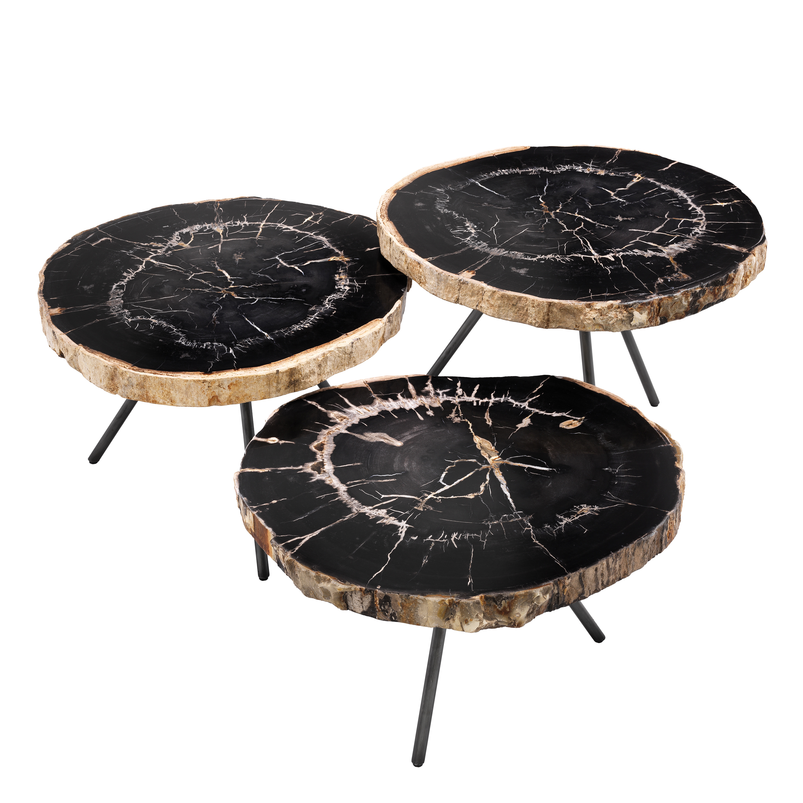 De Soto Soffbord Sats i 3 delar Förstenat Trä 50 cm
